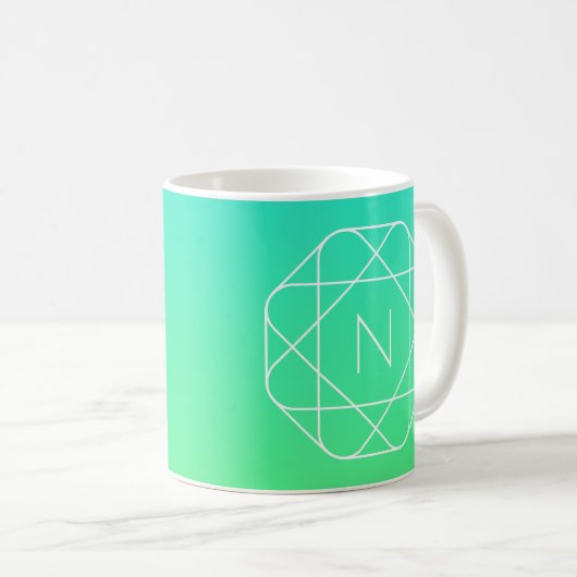 Cool Geometrisches Monogramm | Blue & Lime Green O Kaffeetasse (VorderseiteRechts)