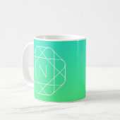 Cool Geometrisches Monogramm | Blue & Lime Green O Kaffeetasse (Vorderseite Links)