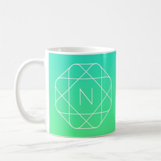 Cool Geometrisches Monogramm | Blue & Lime Green O Kaffeetasse (Links)