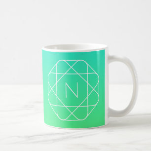 Cool Geometrisches Monogramm Blue & Lime Green O Kaffeetasse