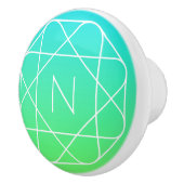 Cool Geometrisches Monogramm | Blue & Lime Green O Keramikknauf (Rechts)