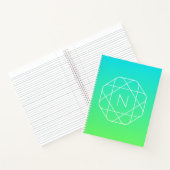 Cool Geometrisches Monogramm | Blue & Lime Green O Notizblock (Innenseite)