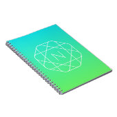 Cool Geometrisches Monogramm | Blue & Lime Green O Notizblock (Rechte Seite)