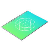 Cool Geometrisches Monogramm | Blue & Lime Green O Notizblock (Linke Seite)