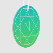 Cool Geometrisches Monogramm | Blue & Lime Green O Ornament (Vorderseite)