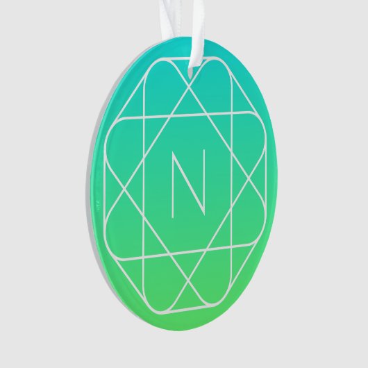 Cool Geometrisches Monogramm | Blue & Lime Green O Ornament (Vorderseite)