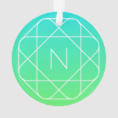 Cool Geometrisches Monogramm | Blue & Lime Green O Ornament (Rückseite)