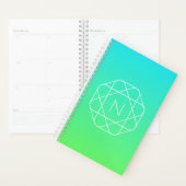 Cool Geometrisches Monogramm | Blue & Lime Green O Planer (Anzeige)