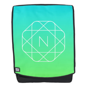 Cool Geometrisches Monogramm Blue & Lime Green O Rucksack