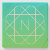 Cool Geometrisches Monogramm | Blue & Lime Green O Steinuntersetzer (Vorderseite)