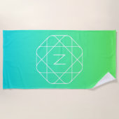 Cool Geometrisches Monogramm | Blue & Lime Green O Strandtuch (Vorderseite)