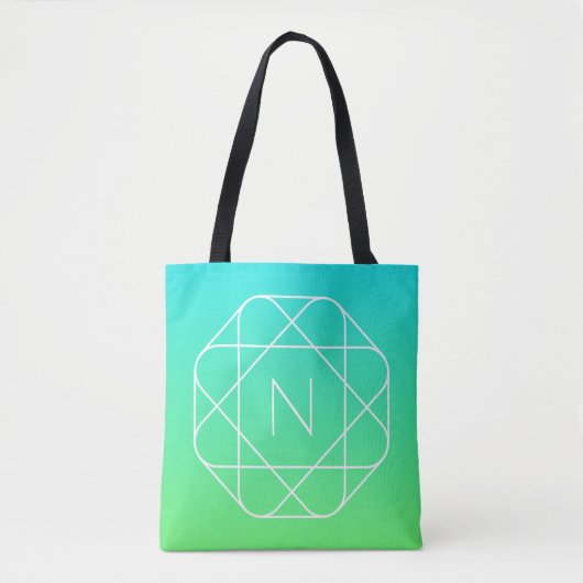 Cool Geometrisches Monogramm | Blue & Lime Green O Tasche (Vorderseite)