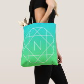 Cool Geometrisches Monogramm | Blue & Lime Green O Tasche (Von Nahem)