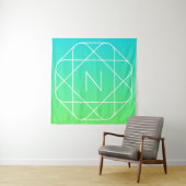 Cool Geometrisches Monogramm | Blue & Lime Green O Wandteppich (Beispiel)