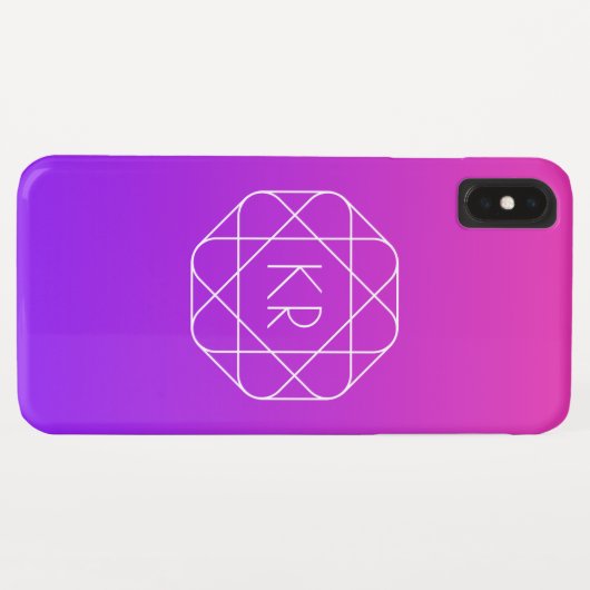 Cool Geometrisches Monogramm | Magenta Lila Violet Case-Mate iPhone Hülle (Rückseite (Horizontal))