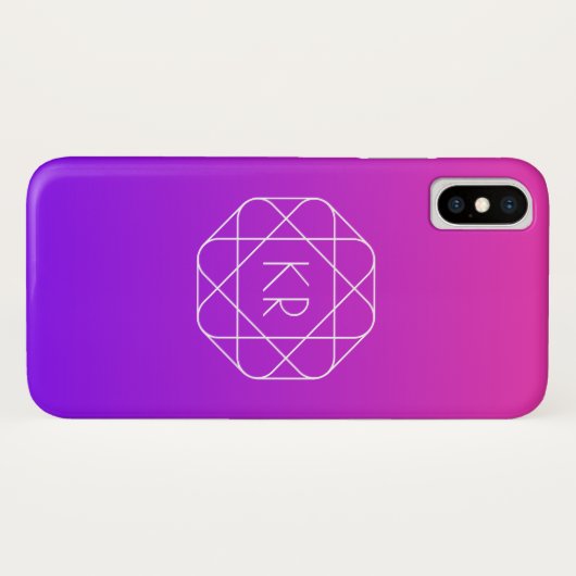 Cool Geometrisches Monogramm | Magenta Lila Violet Case-Mate iPhone Hülle (Rückseite (Horizontal))