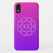 Cool Geometrisches Monogramm | Magenta Lila Violet Case-Mate iPhone Hülle (Rückseite)