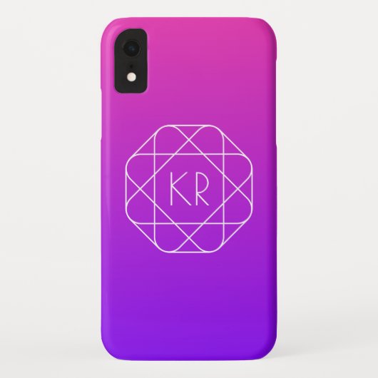 Cool Geometrisches Monogramm | Magenta Lila Violet Case-Mate iPhone Hülle (Rückseite)