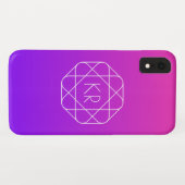 Cool Geometrisches Monogramm | Magenta Lila Violet Case-Mate iPhone Hülle (Rückseite (Horizontal))