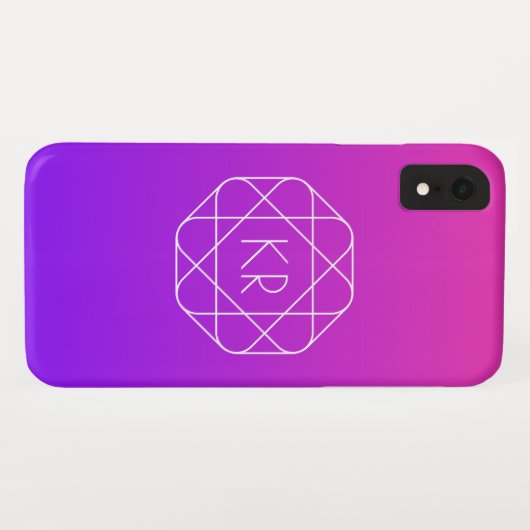 Cool Geometrisches Monogramm | Magenta Lila Violet Case-Mate iPhone Hülle (Rückseite (Horizontal))