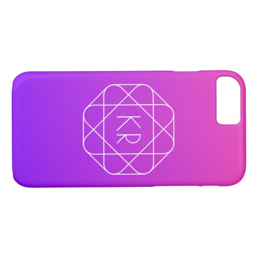 Cool Geometrisches Monogramm | Magenta Lila Violet Case-Mate iPhone Hülle (Rückseite (Horizontal))