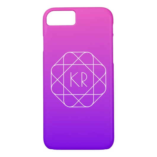 Cool Geometrisches Monogramm | Magenta Lila Violet Case-Mate iPhone Hülle (Rückseite)