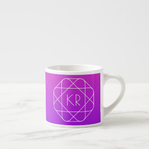 Cool Geometrisches Monogramm Magenta Lila Violet Espressotasse