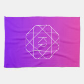 Cool Geometrisches Monogramm | Magenta Lila Violet Geschirrtuch (Horizontal)