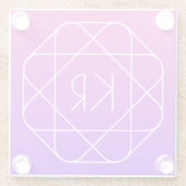 Cool Geometrisches Monogramm | Magenta Lila Violet Glasuntersetzer (Rückseite)