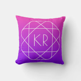 Cool Geometrisches Monogramm | Magenta Lila Violet Kissen
