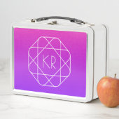 Cool Geometrisches Monogramm | Magenta Lila Violet Metall Brotdose (Beispiel)