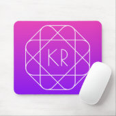 Cool Geometrisches Monogramm | Magenta Lila Violet Mousepad (Mit Mouse)