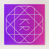 Cool Geometrisches Monogramm | Magenta Lila Violet Puzzle (Horizontal)