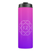 Cool Geometrisches Monogramm | Magenta Lila Violet Thermosbecher (Vorderseite)
