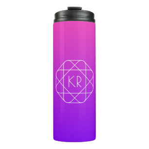 Cool Geometrisches Monogramm Magenta Lila Violet Thermosbecher