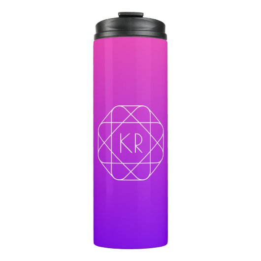 Cool Geometrisches Monogramm | Magenta Lila Violet Thermosbecher (Vorderseite)