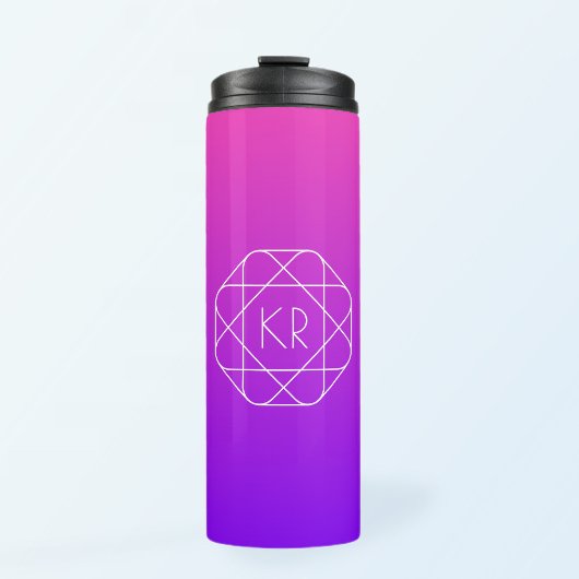 Cool Geometrisches Monogramm | Magenta Lila Violet Thermosbecher