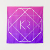 Cool Geometrisches Monogramm | Magenta Lila Violet Wandteppich (Vorderseite)