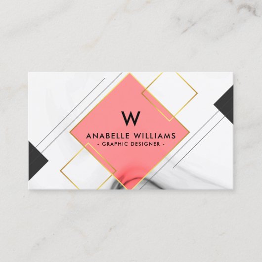 Cool Geometrisches Monogramm Visitenkarte (Vorderseite)