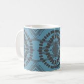 Cool Geometrisches Muster Blau Gray Batik Krawatte Kaffeetasse (Vorderseite Links)