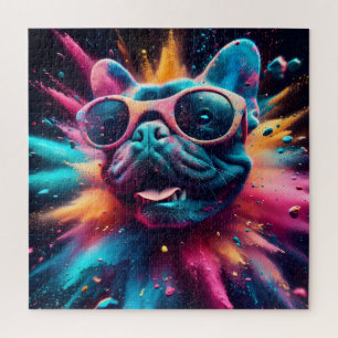 Cool gerahmt: Französisches Bulldog-Portrait Puzzle