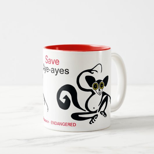 Cool -Gerettet AYE-AYES -gefährdete Tiergrafik - Zweifarbige Tasse (VorderseiteRechts)