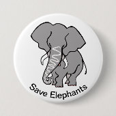 Cool Gerettet ELEPHANTS - gefährdete Tiergrafik Button (Vorderseite)