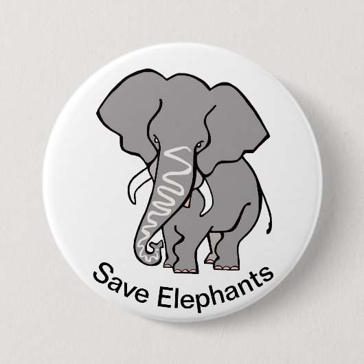 Cool Gerettet ELEPHANTS - gefährdete Tiergrafik Button (Vorderseite)