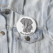Cool Gerettet ELEPHANTS - gefährdete Tiergrafik Button (Beispiel)
