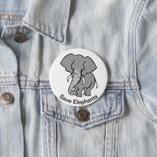 Cool Gerettet ELEPHANTS - gefährdete Tiergrafik Button (Beispiel)