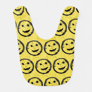 Cool Gesellig Lächelndes Gesichtsmuster gelb Babylätzchen