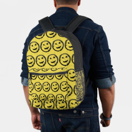 Cool Gesellig Lächelndes Gesichtsmuster gelb Bedruckter Rucksack