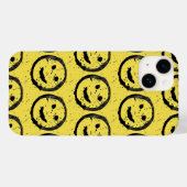 Cool Gesellig Lächelndes Gesichtsmuster gelb Case-Mate iPhone Hülle (Rückseite (Horizontal))