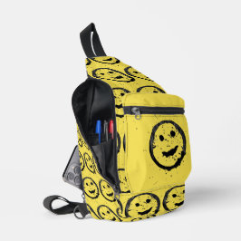 Cool Gesellig Lächelndes Gesichtsmuster gelb Crossbody Bag